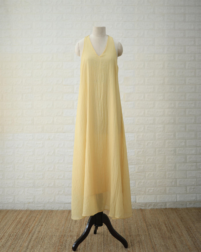 Buttercream Convertible Maxi Dress in Pale Yellow, front view