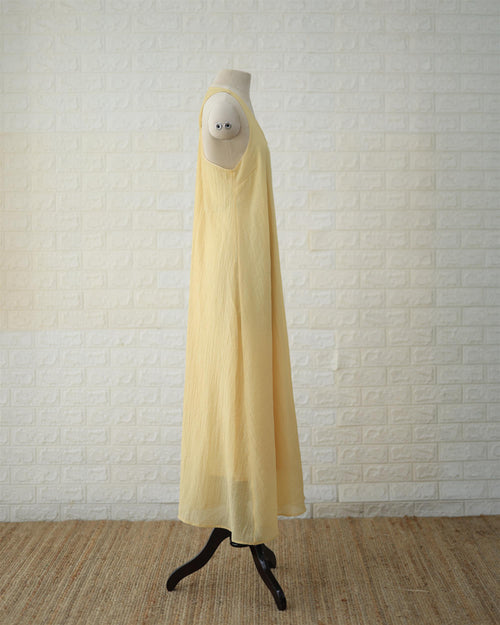 Buttercream Convertible Maxi Dress in Pale Yellow, back view