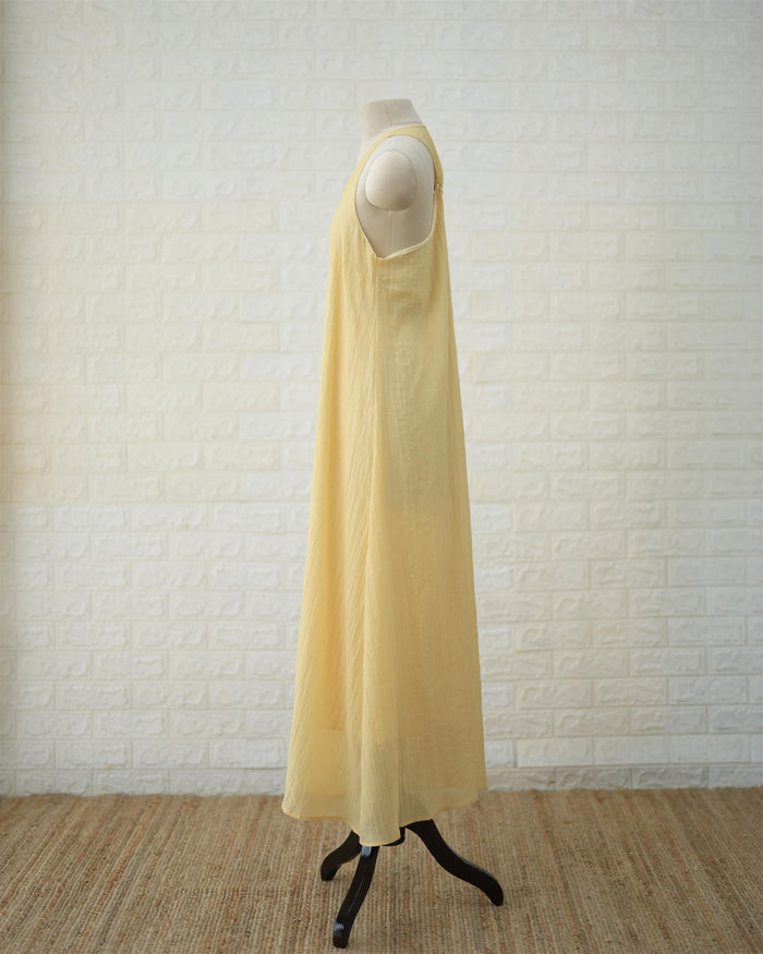 Buttercream Convertible Maxi Dress in Pale Yellow, side view