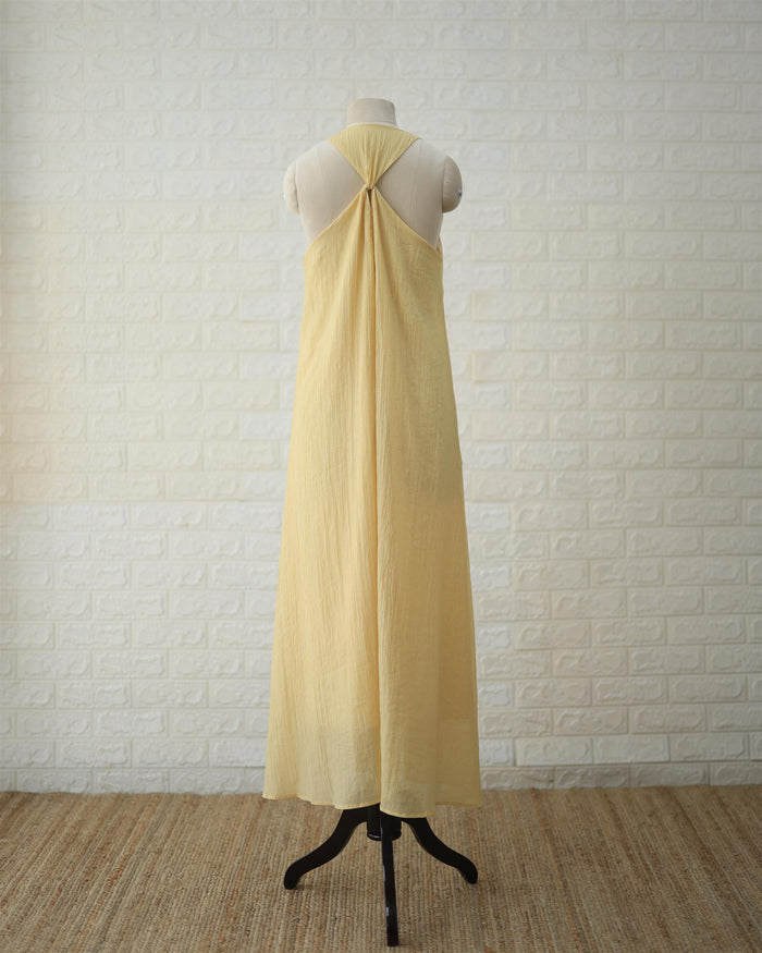 Buttercream Convertible Maxi Dress in Pale Yellow, side view
