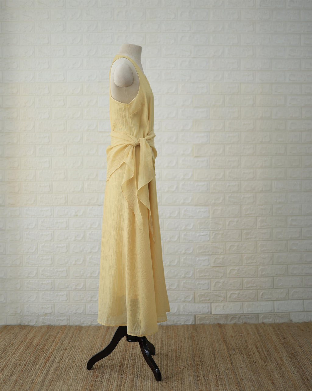 Buttercream Convertible Maxi Dress in Pale Yellow, styling detail